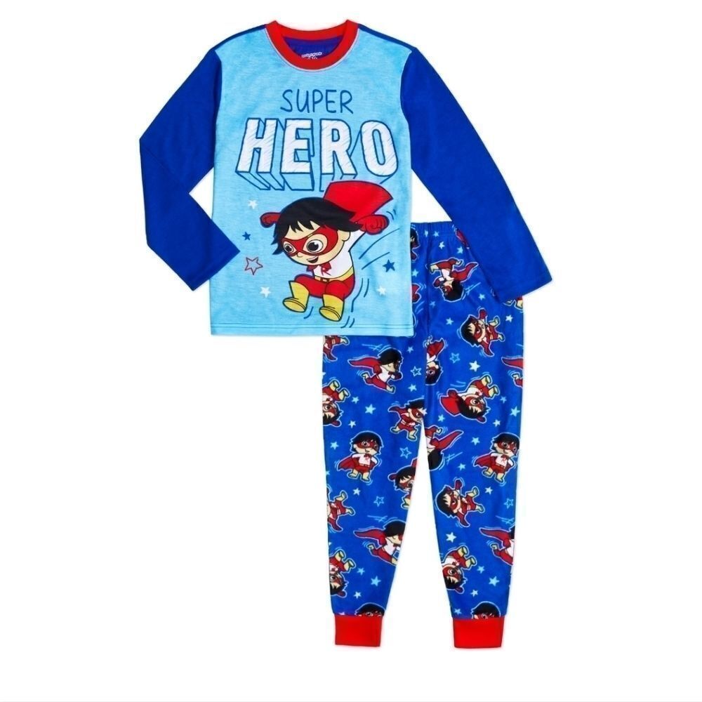 RYANS WORLD Boys Lightweight Blue Super Hero Pajamas Sleep Set size 4/5